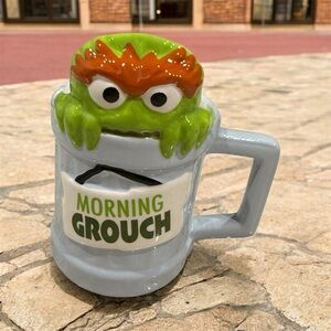 Rare Morning Grouch Ceramic Green and Gray 11.5 oz coffee mug